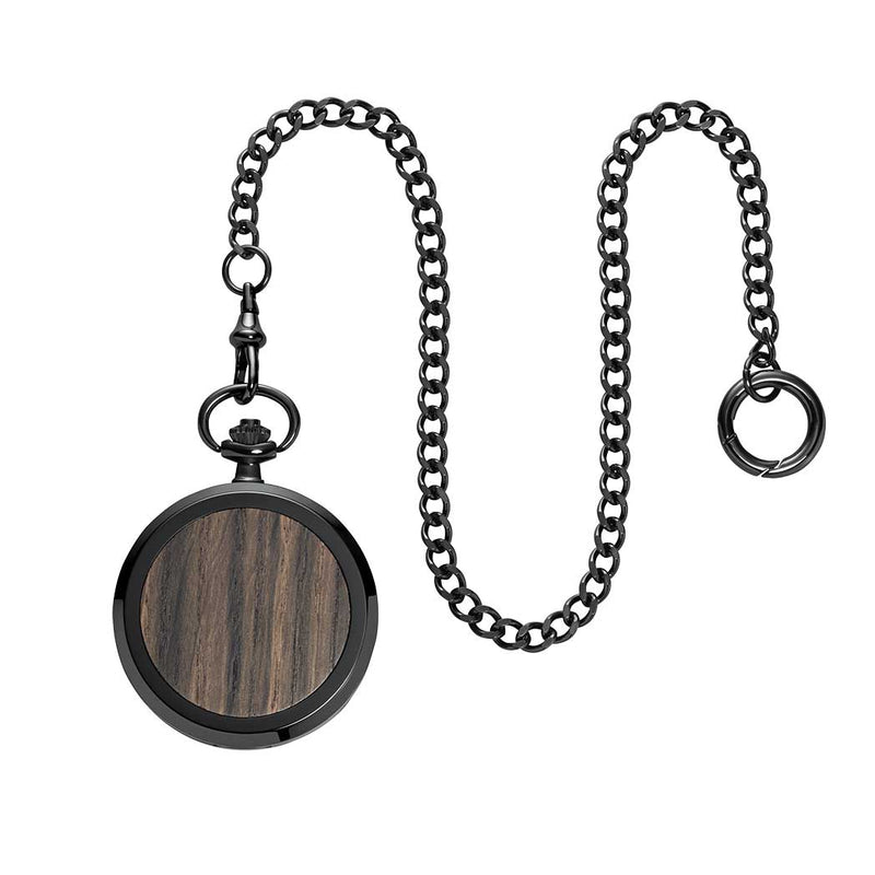 Waidzeit Holzuhr Mooreiche Skelett Taschenuhr Schwarz Geschenk Personalisierung Geschenksidee Männeruhr Handaufzug Sichtfenster