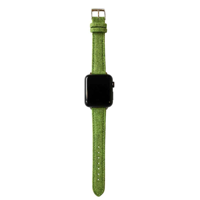 Smartwatch Uhrenband aus Merino-Loden Grasgrün, Moosgrün & Schwarz