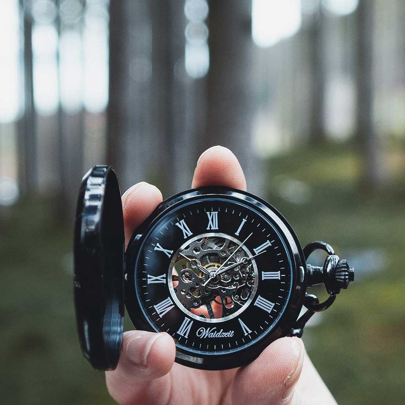 Franz Theodor Skelett Taschenuhr schwarz
