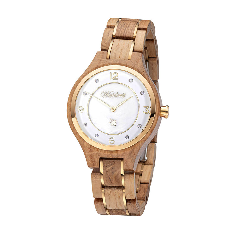 Weinprinzessin Champagné Waidzeit Armbanduhr Damenuhr Barrique Weinfass champagnefarbenes Ziffernblatt