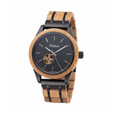 Bourbon Whiskyfass Automatik Herrenuhr mit Holzband