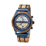 Bieruhr Herren mit Holzarmband blau