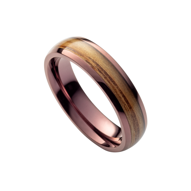 Waidzeit Holzring Damenring Barrique Weinfass Kupfer