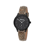 Mystic White Uhr mit Scottish beige striped Tweedband