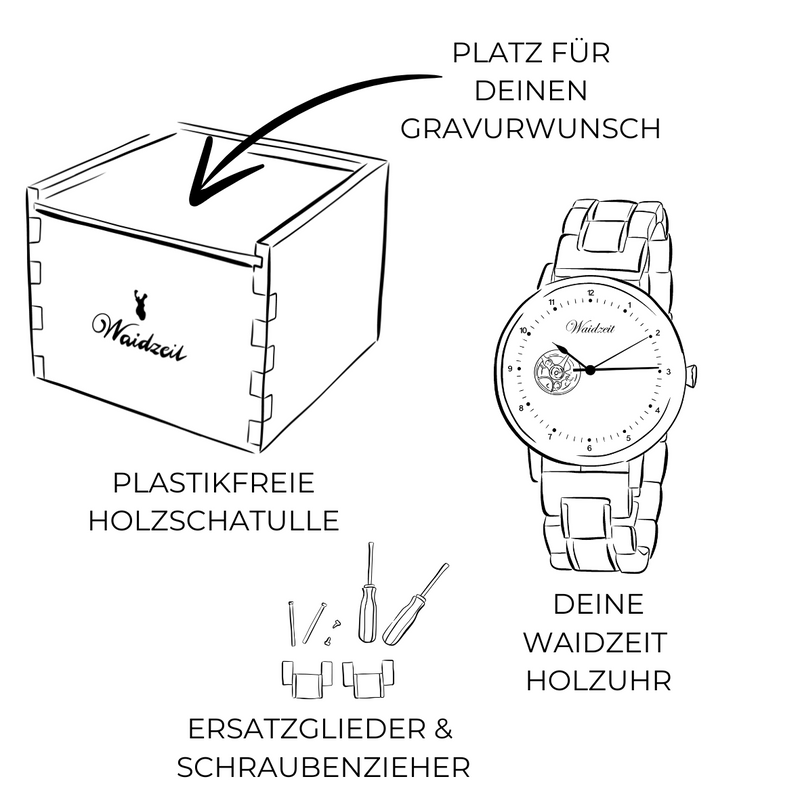 Mystic White Holzband Unisex Uhr