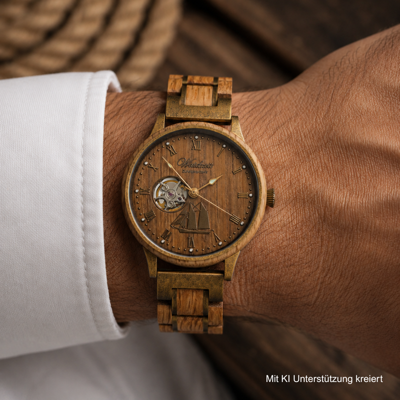Zuversicht Automatik Herrenuhr mit Holzband