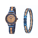 Petite Bleu Geschenksset aus Holzuhr & Elementarmband