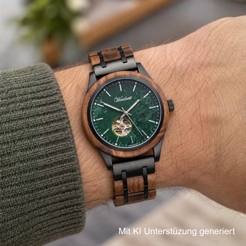 Waldlicht Automatik Herrenuhr mit Holzband