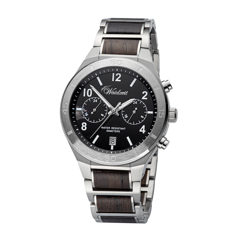 Waidzeit Holzuhr Austrian Design Mooreiche Herrenuhr Geschenksidee Holzarmband