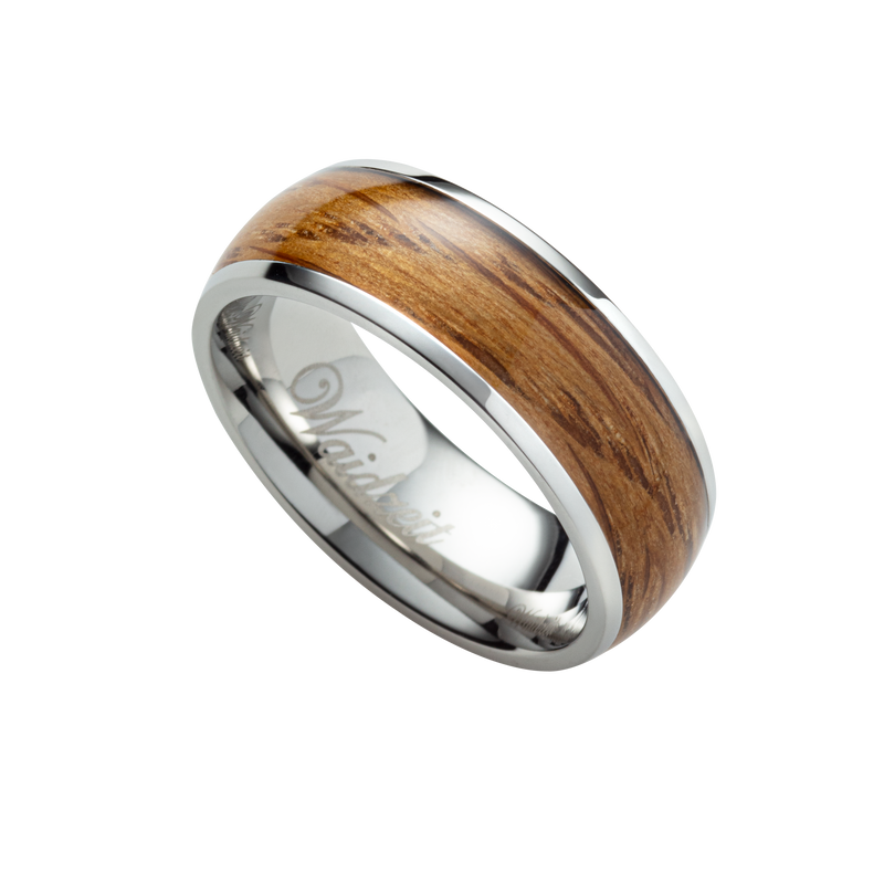 Waidzeit Holzring Barrique Weinfass Eiche silber Herrenring Edelstahlring Geschenksidee Austriandesign Nachhaltigschenken