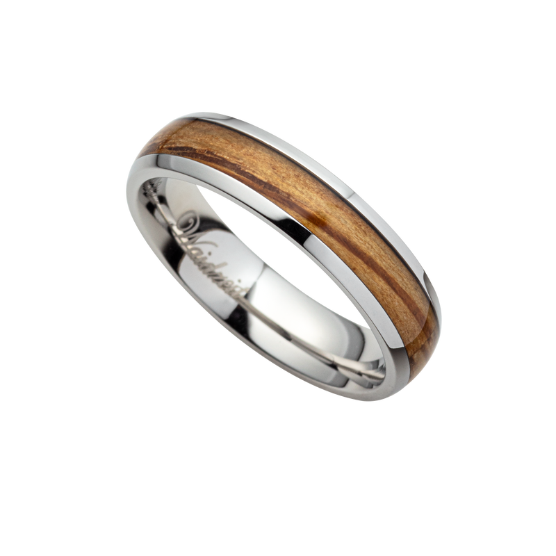 Waidzeit Holzring Edelstahl  Damenring Geschenksidee Austrian Design Walnuss Barrique silber