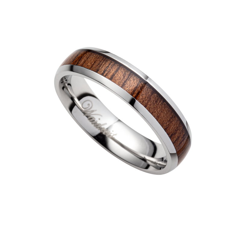 Waidzeit Holzring Edelstahl  Damenring Geschenksidee Austrian Design Walnuss Barrique silber