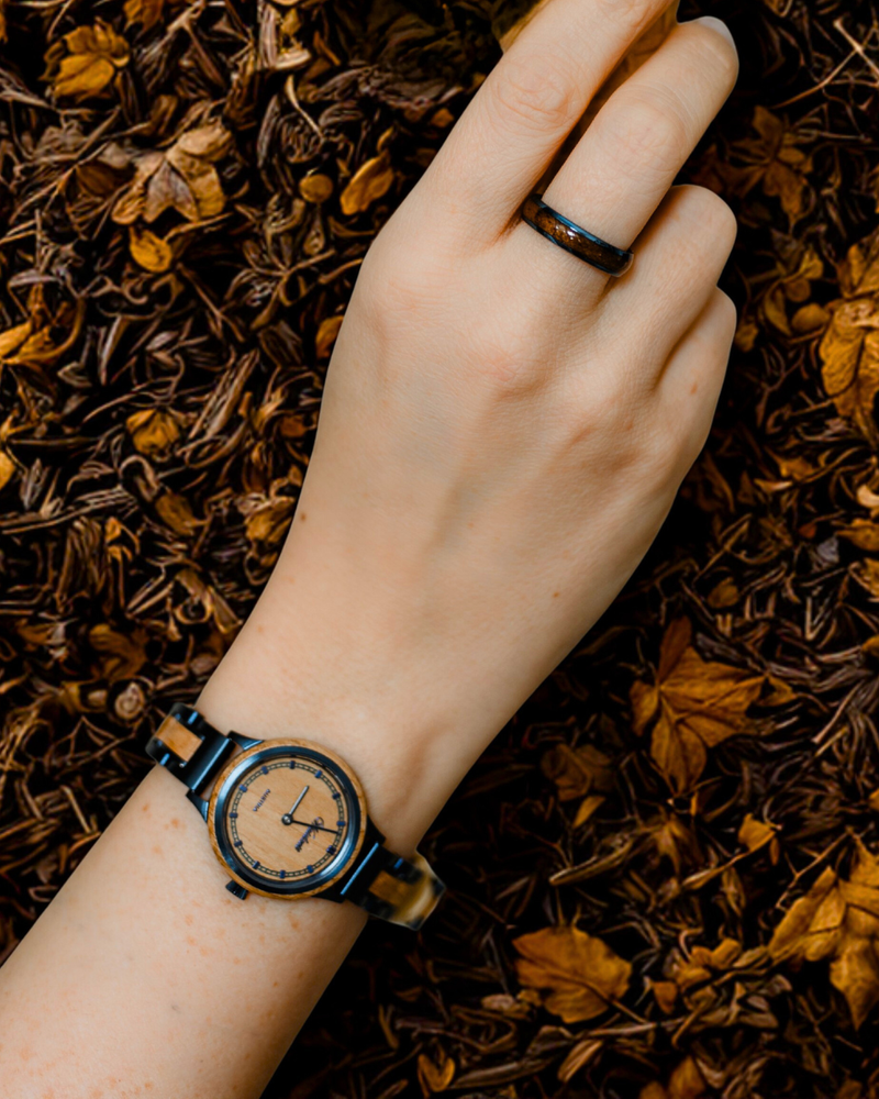 Harmonie Ring Damen Royalblau & Walnuss