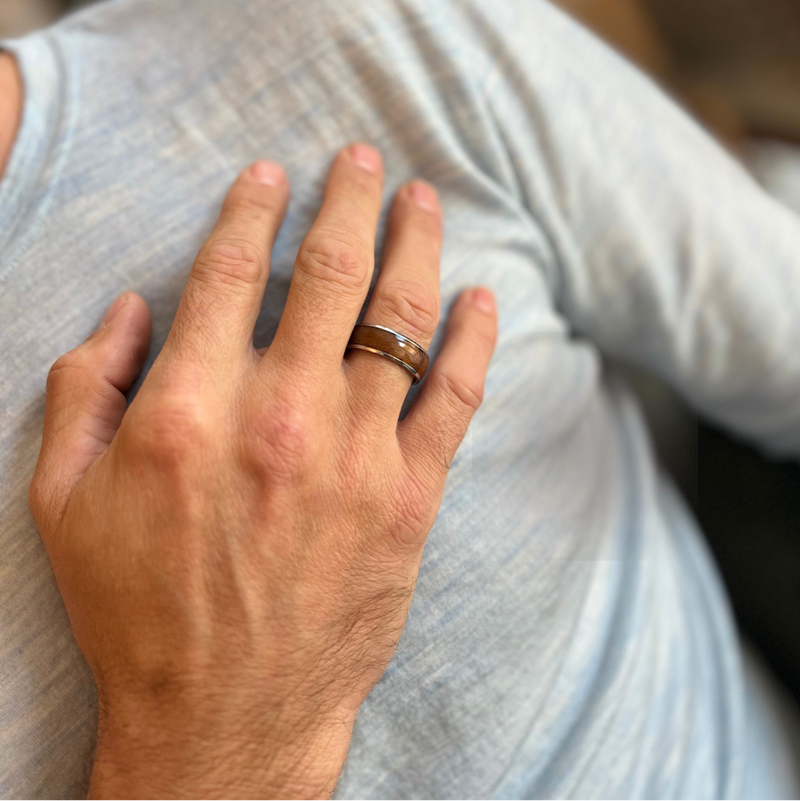 Harmonie Ring Herren Silber Walnuss