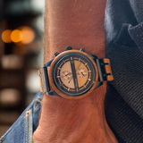 Bieruhr Herren mit Holzarmband blau