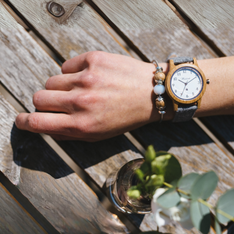 Barrique Alpin weiß/silber Damenuhr mit Lodenband