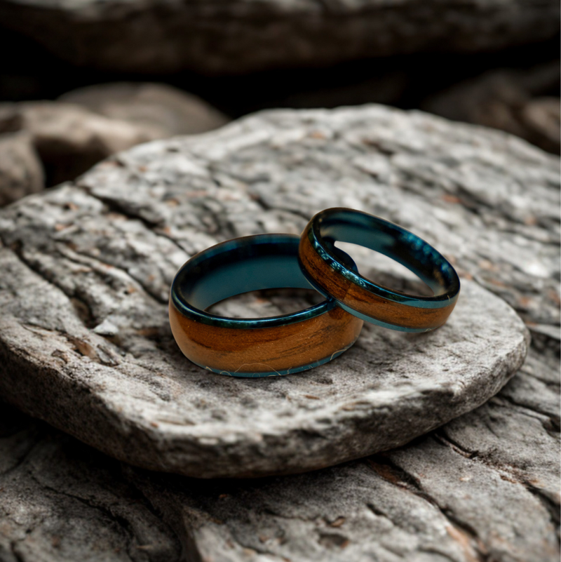 Harmonie Ring Herren Royalblau & Walnuss