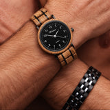 Black Whiskyfass Herrenuhr mit Holzarmband