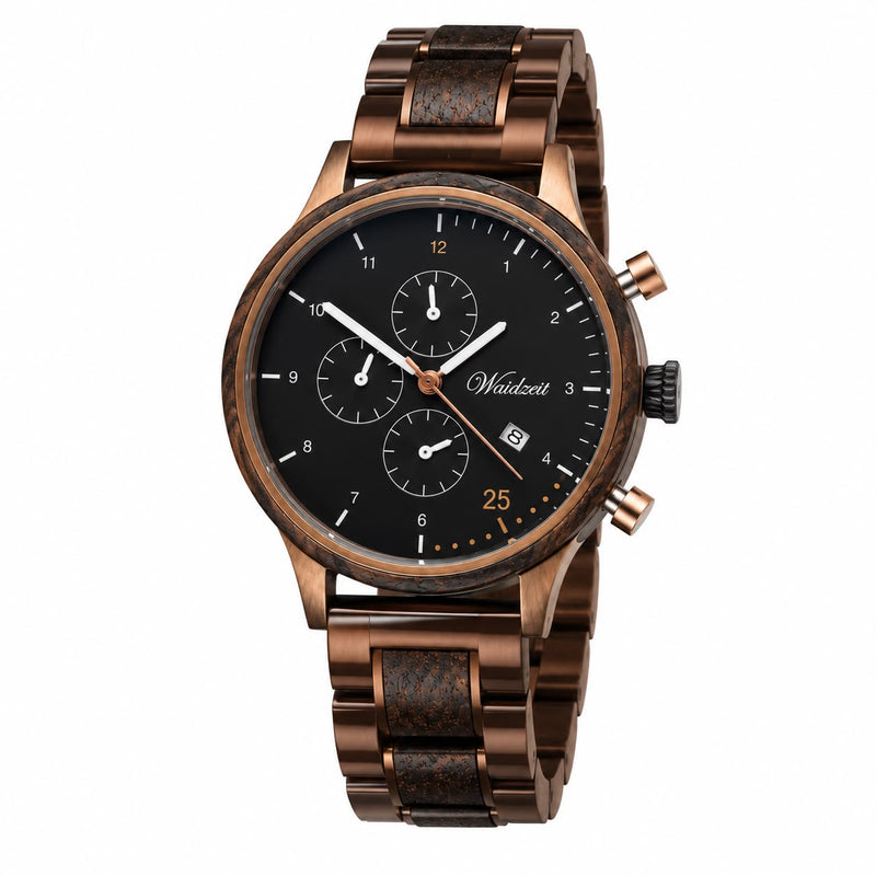 Chronograph Barista Espresso Herrenuhr mit Holzband