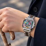 Sendeschluss Armbanduhr Walnuss silber