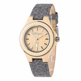 Zirbenuhr Damen mit grauem Lodenarmband