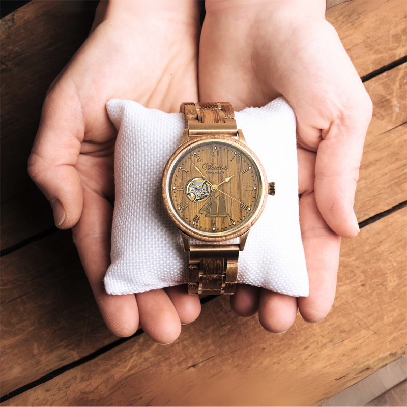 Zuversicht Automatik Herrenuhr mit Holzband