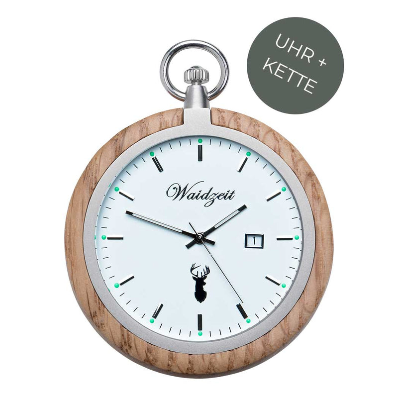 Barrique Taschenuhr "Bacchus" aus echtem französischen Eichenfass Waidzeit Taschenuhr Herren Naturprodukt Weinliebhaber Naturliebhaber Natur Barrique Waidzeit Austrian Design