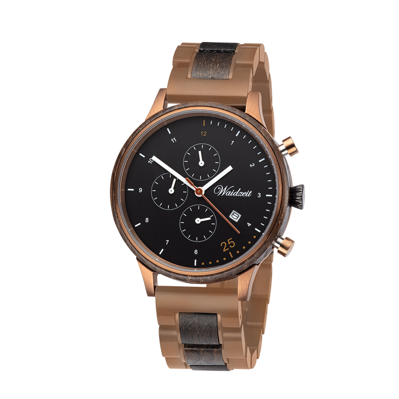 Chronograph Barista Espresso Herrenuhr mit Holzband