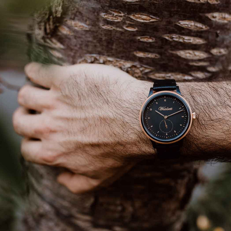 Cherry Black Leather Strap Unisex Watch