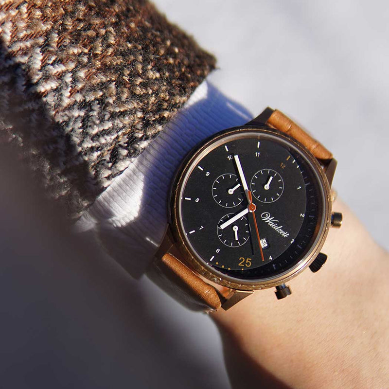 Chronograph Barista Espresso Herrenuhr mit Holzband