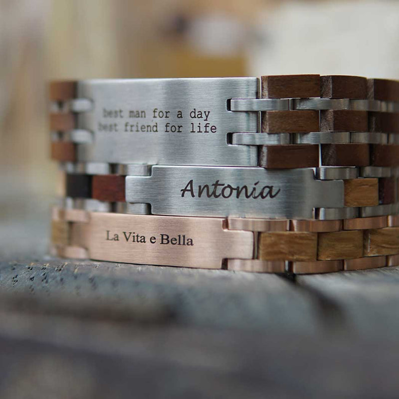 Waidzeit Elementarmband Schmuckarmband Walnuss personalisierte Geschenke Austrian Design Holzschmuck Armband nachhaltig ShopinAustria