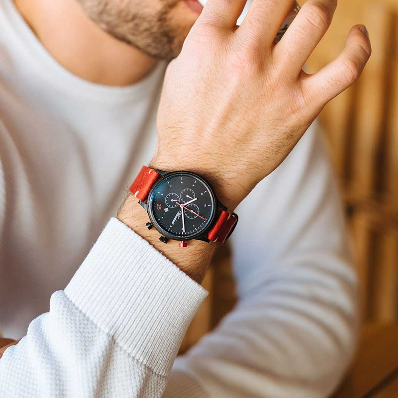 Chronograph Barista Rosso Herrenuhr mit Lederband