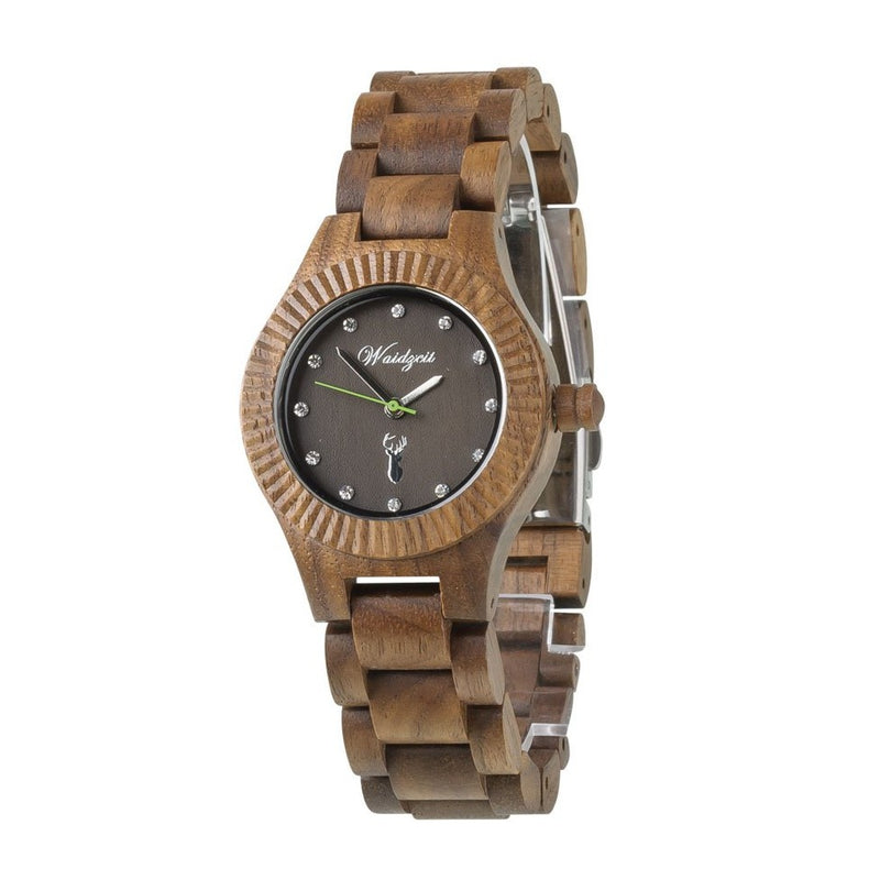 Premium Waidzeit Gams Walnuss Damenuhr Holzuhr Waidzeit Holzarmband Geschenk Holzarmbanduh