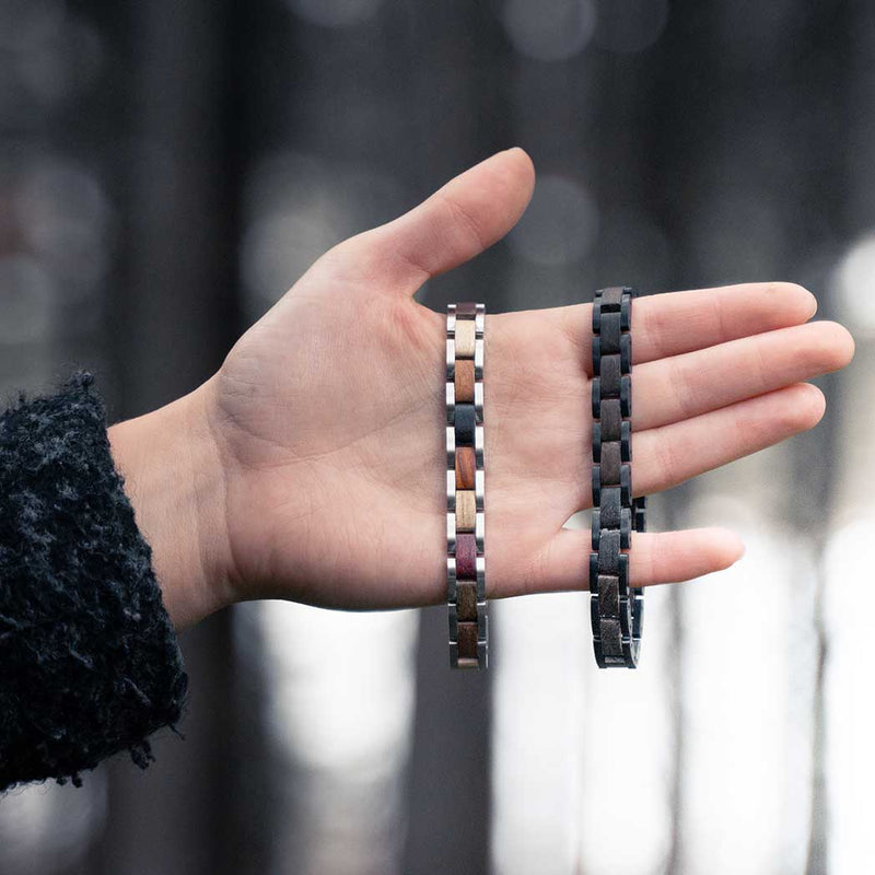 WaidzeiWaidzeit  Herrenschmuck Männerschmuck ElementarmbandSchmuckarmband Damenschmuck Holzschmuck Ebenholz Armband Schmuck Geschenk nachhaltig Austrian Design Holzschmuck Mooreiche Schmuck Armband