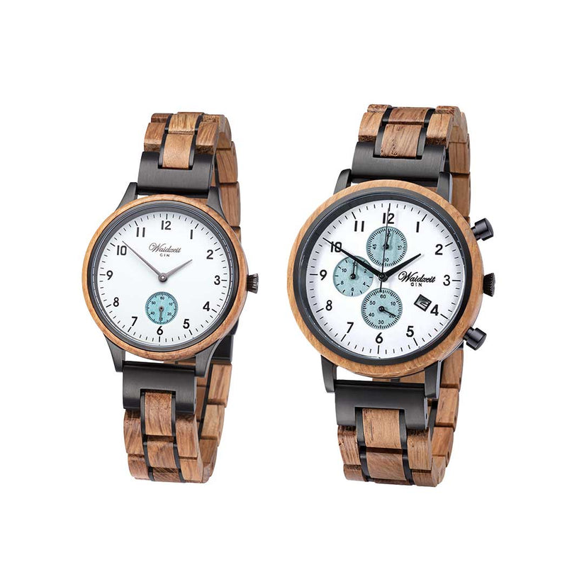 Waidzeit Holzuhr Gin Herrenuhr Damenuhr Geschenksidee Barrique Weinfass recycling upcycling nachhaltig weißes Ziffernblatt Hochzeitsgeschenk Armbanduhr Geschenk