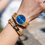 Waidzeit Barrique Elementarmband Schmuckarmband Armband Schmuck Holz Edelstahl Gold Geschenk Geschenksidee Damengeschenk