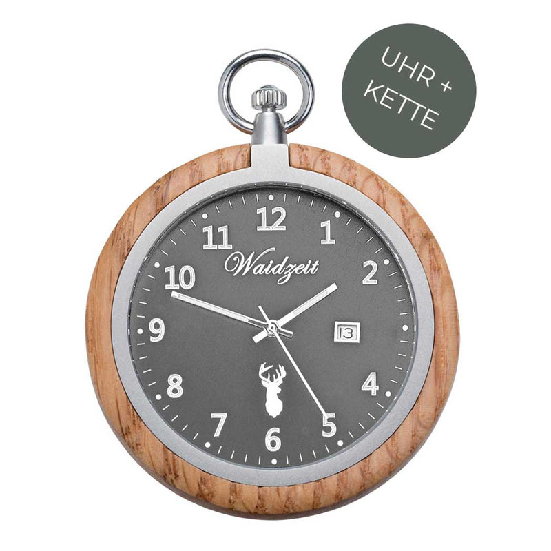 Waidzeit Taschenuhr Alpin Männeruhr Holzuhr Geschenk individuelle Gravur Männeruhr Austrian Design ShopinAustria personalisiertes Geschenk